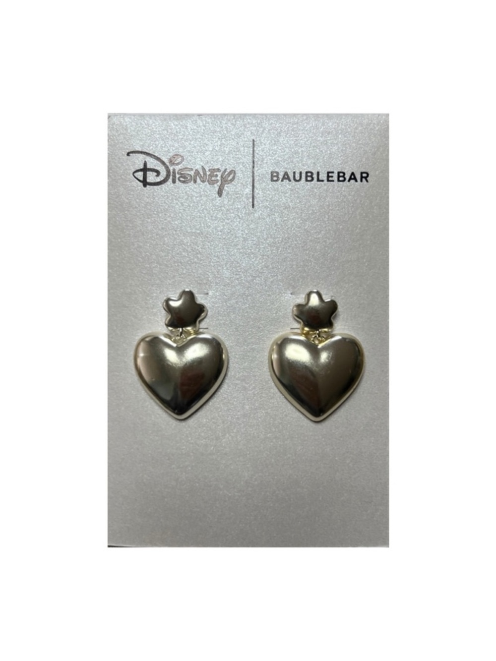 Disney x BaubleBar Silver Heart Drop Earrings New